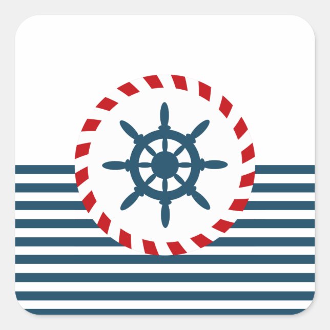 Nautical design square sticker (Front)
