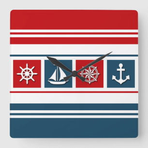Nautical design square wall clock