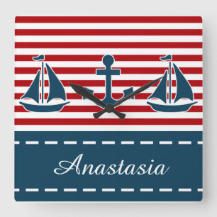Nautical design square wall clock