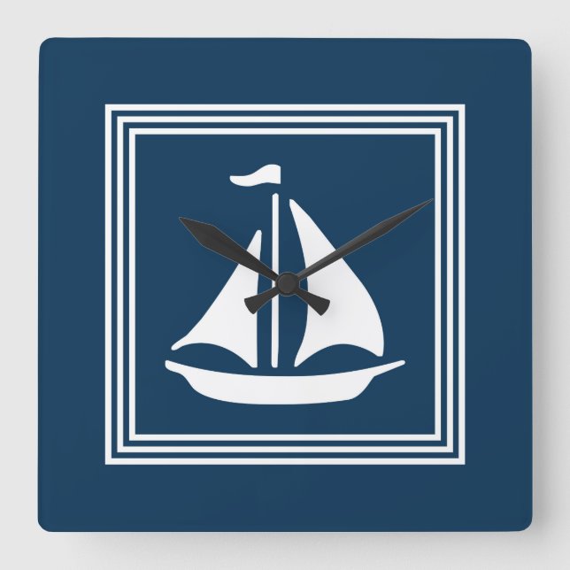 Nautical design square wall clock (Front)