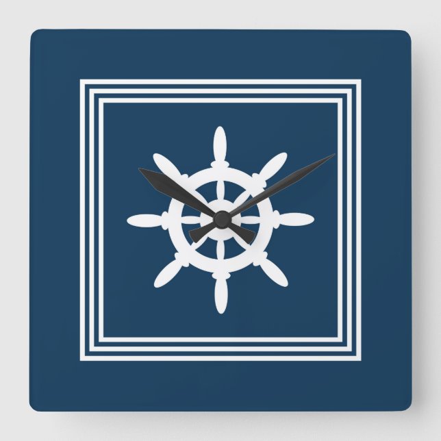 Nautical design square wall clock (Front)