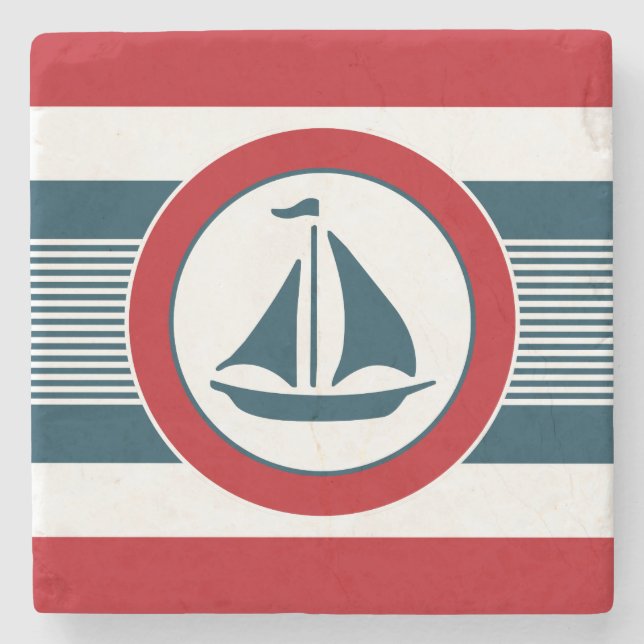 Nautical design stone coaster (Front)