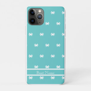 Nautical design with White Crab on Teal Blue iPhone 11 Pro Case