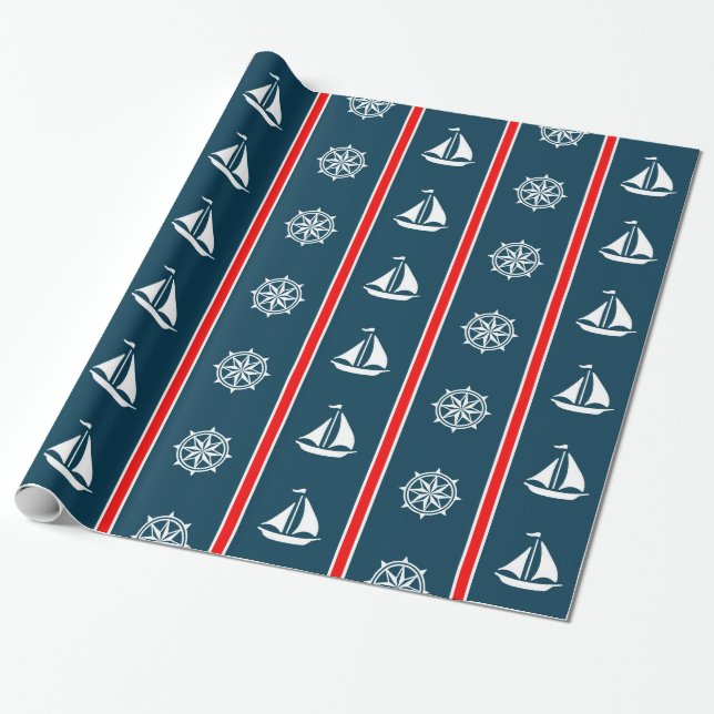 Nautical design wrapping paper (Unrolled)