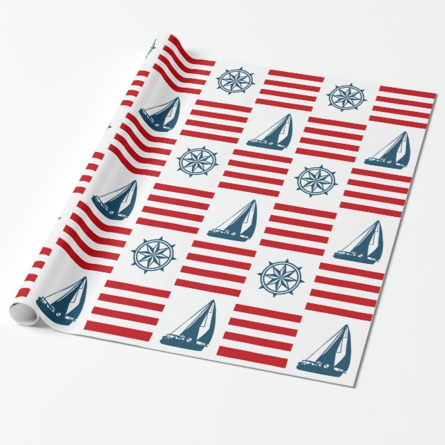 Nautical design wrapping paper (Unrolled)