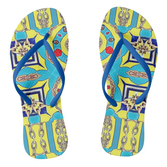 NAUTICAL DESIGNER COLLAGE FLIP FLOPS (Footbed)