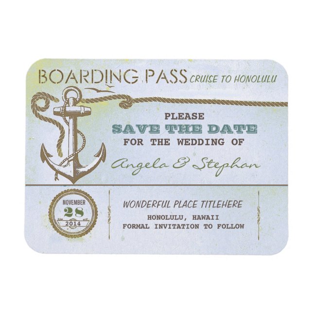 nautical destination wedding save the date magnet (Horizontal)