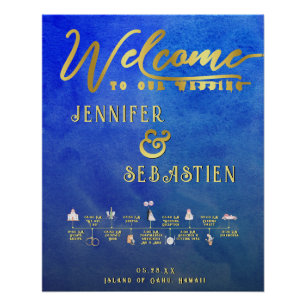 Nautical Destination Wedding Welcome Timeline Poster