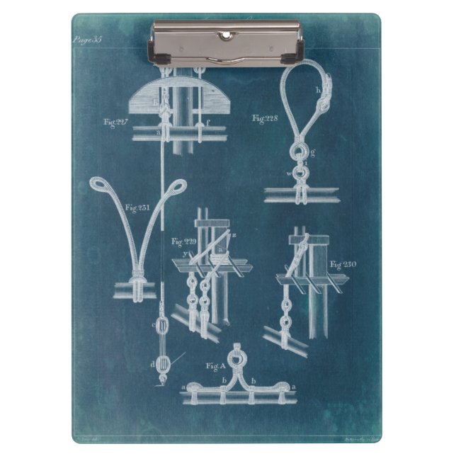 Nautical Detail Blueprint IV Clipboard (Front)