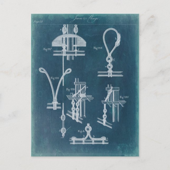 Nautical Detail Blueprint IV Postcard (Front)