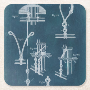 Nautical Detail Blueprint IV Square Paper Coaster