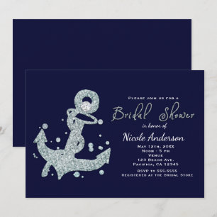 Nautical Diamond Anchor Bridal Shower Invitations