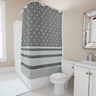 Nautical Diamond Pools & Stripes Pattern Shower Curtain