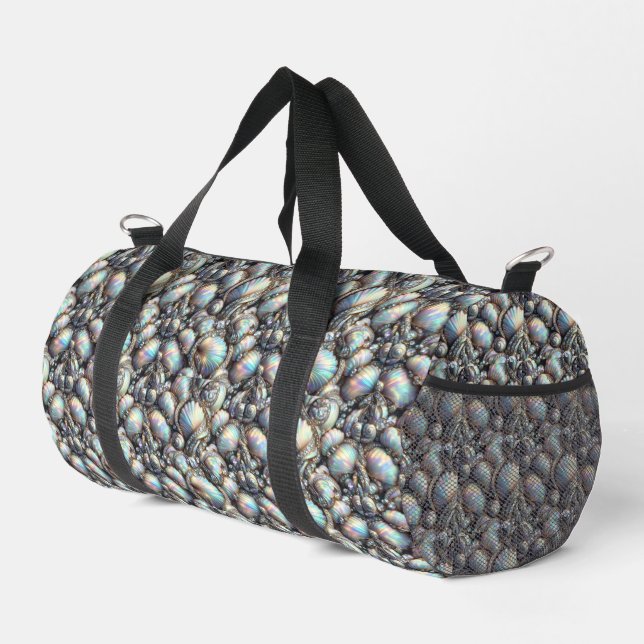 Nautical Diamonds & Seashells Beach Bag Duffle Bag (Right Corner)