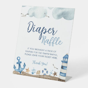 Nautical Diaper Raffle Baby Shower Sign