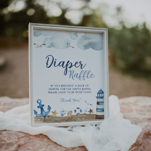 Nautical Diaper Raffle Baby Shower Sign