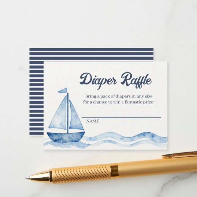 Nautical Diaper Raffle Enclosure Card | Editable (Front/Back In Situ)
