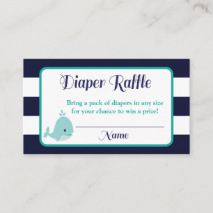 Nautical Diaper Raffle Inserts   Whale