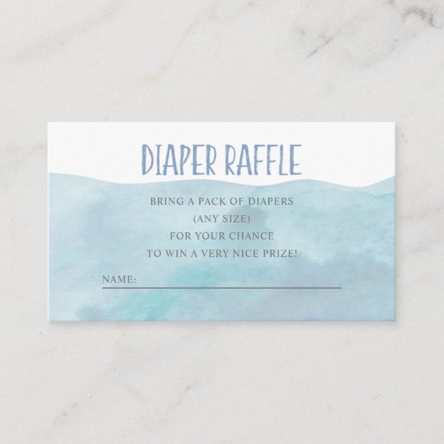 Nautical Diaper Rafflle | Whale | Blue Watercolor Enclosure Card (Front)