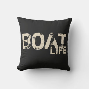 nautical distressed khaki BOAT LIFE   Throw Pillow