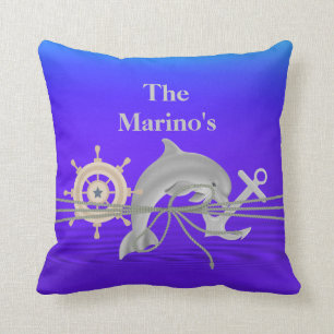 NAUTICAL Dolphin, Anchor, Ship  Custom Pillow Gift