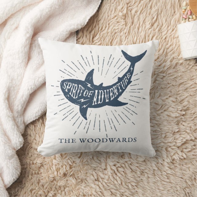 Nautical Dolphin Personalised Family Name  Cushion (Blanket)