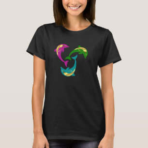 Nautical dolphin pink/aqua/green gold T-Shirt