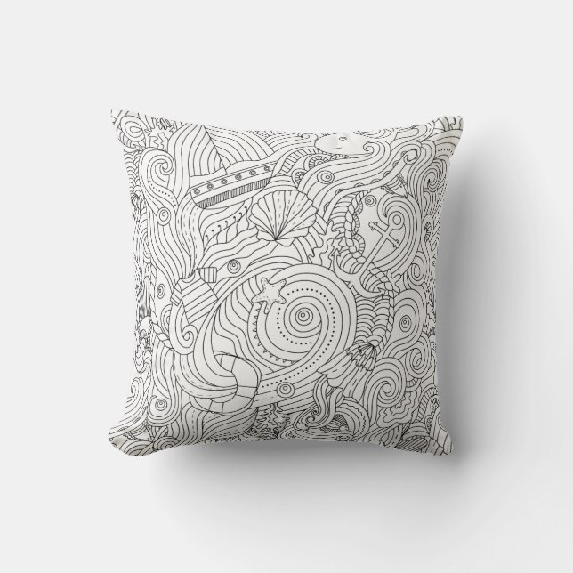 Nautical Doodle Cushion (Front)