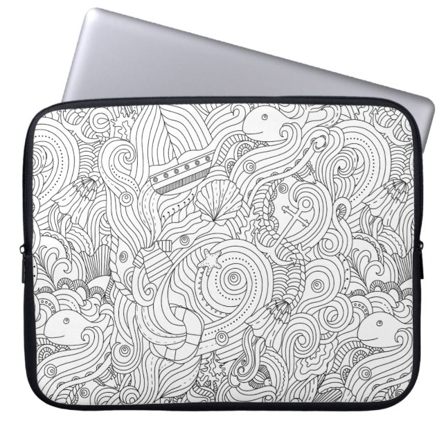 Nautical Doodle Laptop Sleeve (Front)