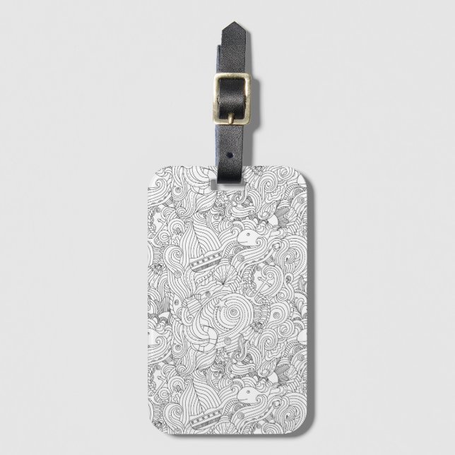 Nautical Doodle Luggage Tag (Front Vertical)