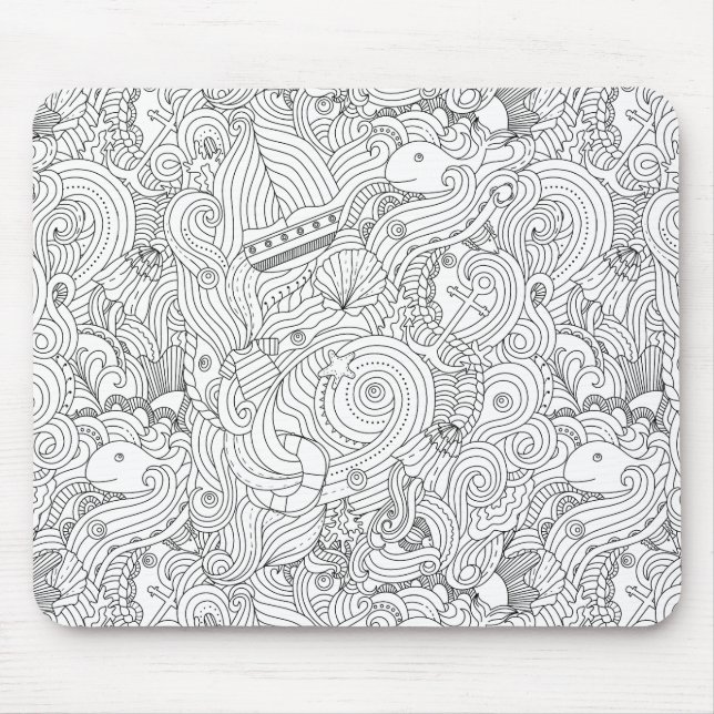 Nautical Doodle Mouse Mat (Front)