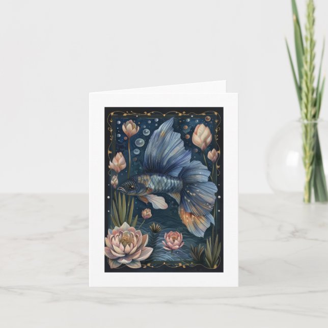 Nautical Dream Blue Fish Greeting  Card (Front)