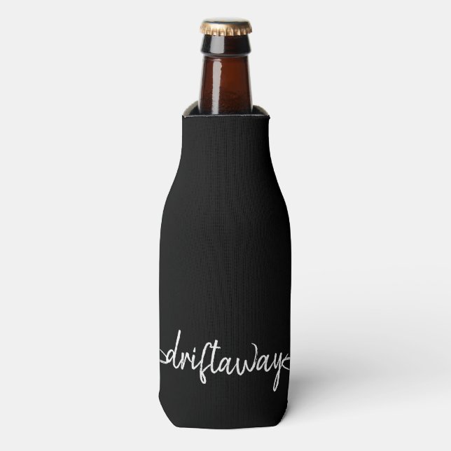 nautical DRIFT AWAY lettering with fish hooks | Bottle Cooler (Bottle Front)