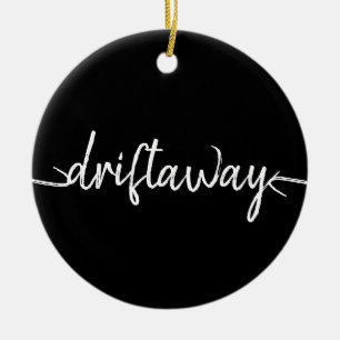 nautical DRIFT AWAY script lettering Ceramic Tree Decoration