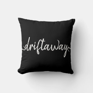 nautical DRIFT AWAY script lettering Cushion