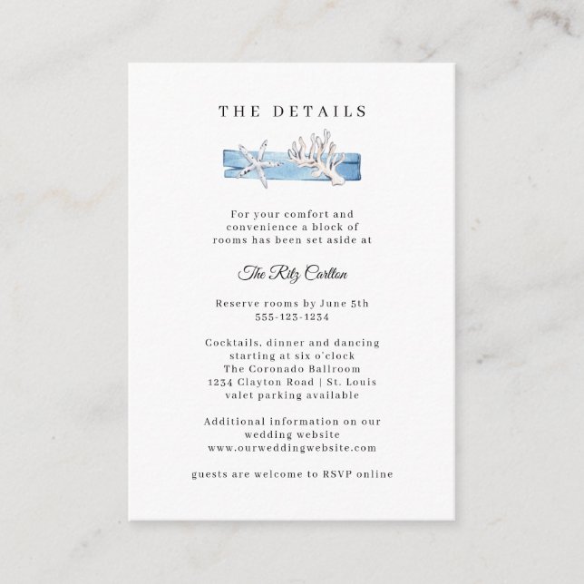 Nautical Driftwood Seashells Wedding Enclosure Car (Front)