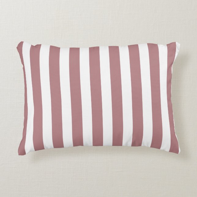 Nautical Dusty Pink & White Striped  Decorative Cushion (Front)