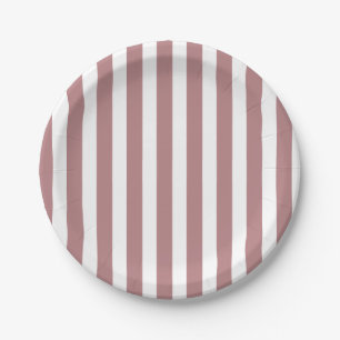 Nautical Dusty Pink & White Striped  Paper Plate