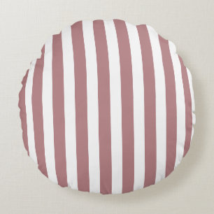 Nautical Dusty Pink & White Striped Round Cushion