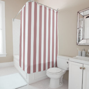 Nautical Dusty Pink & White Striped   Shower Curtain