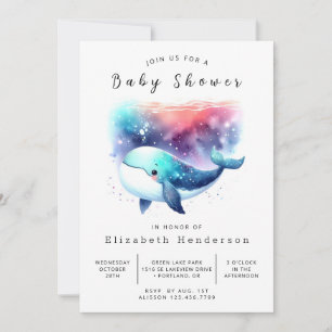 Nautical Editable Whale Baby Shower Invitation