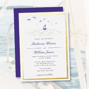 Nautical Elegant Boat Ocean Print Elegant Wedding