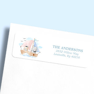 Nautical Elephant Bear Boat Baby Shower Address