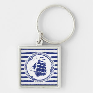 Nautical Emblem With Sailing Ship Key Ring