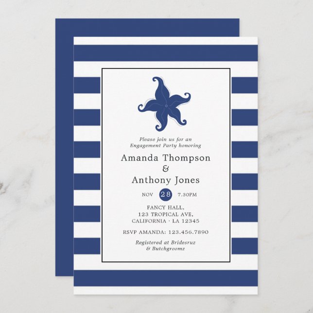 Nautical Engagement Party Invitation (Front/Back)