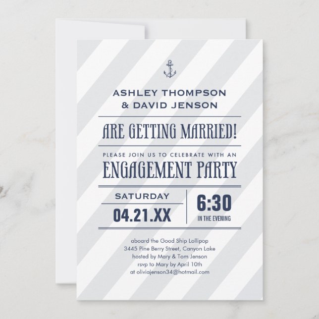 Nautical Engagement Party invitations (Front)