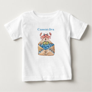 Nautical Envelope Cute Crab, Waves Lighthouse Baby T-Shirt