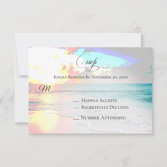*~* Nautical Exotic Ocean Beach Wedding RSVP (Front)