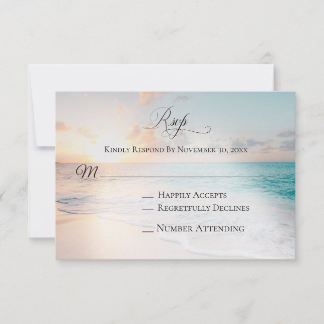 *~* Nautical Exotic Ocean Beach Wedding RSVP (Front)