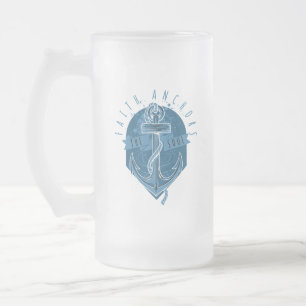 Nautical Faith Anchors the Soul Frosted Glass Beer Mug